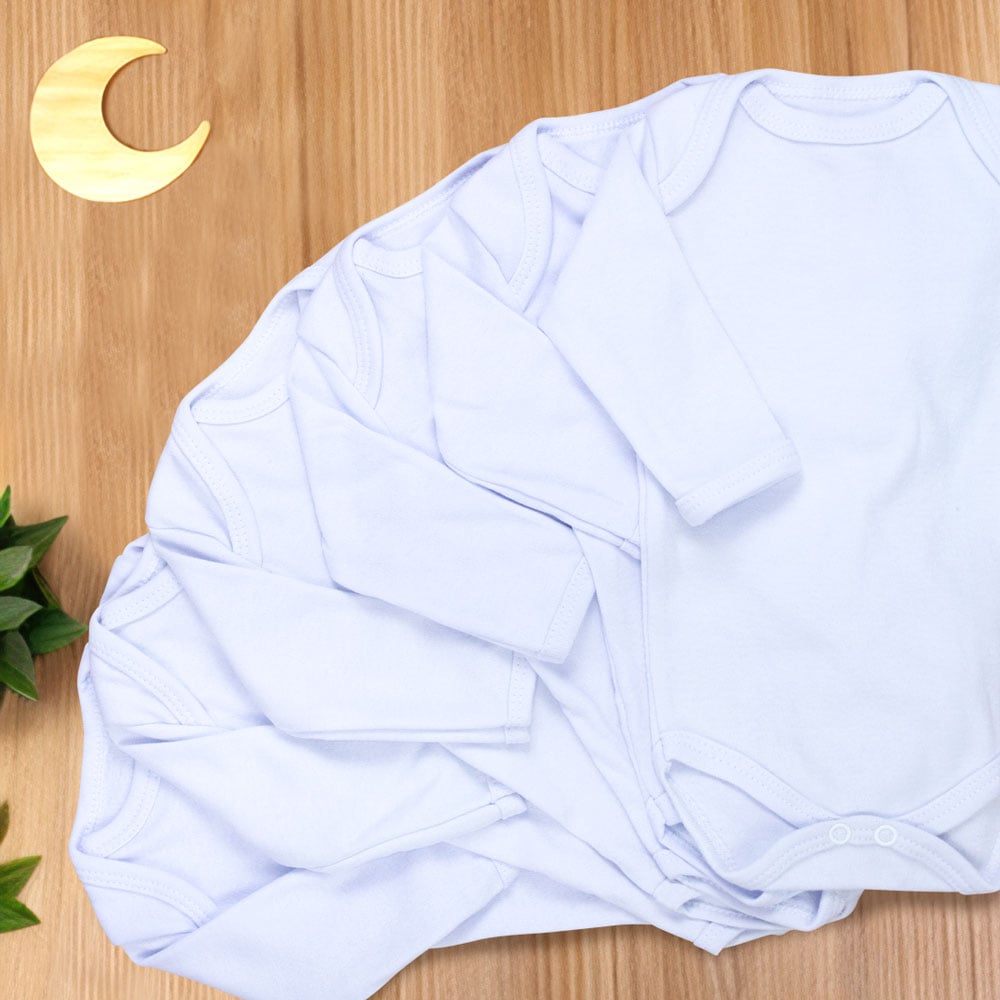 Kit Enxoval Body Manga Longa Básico - 6 Peças 100% Algodão