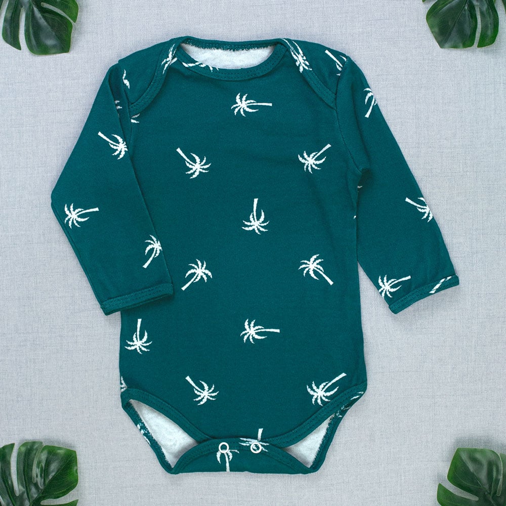 Body Bebê Estampado Coqueiros - Ideal Para O Enxoval Perfeito