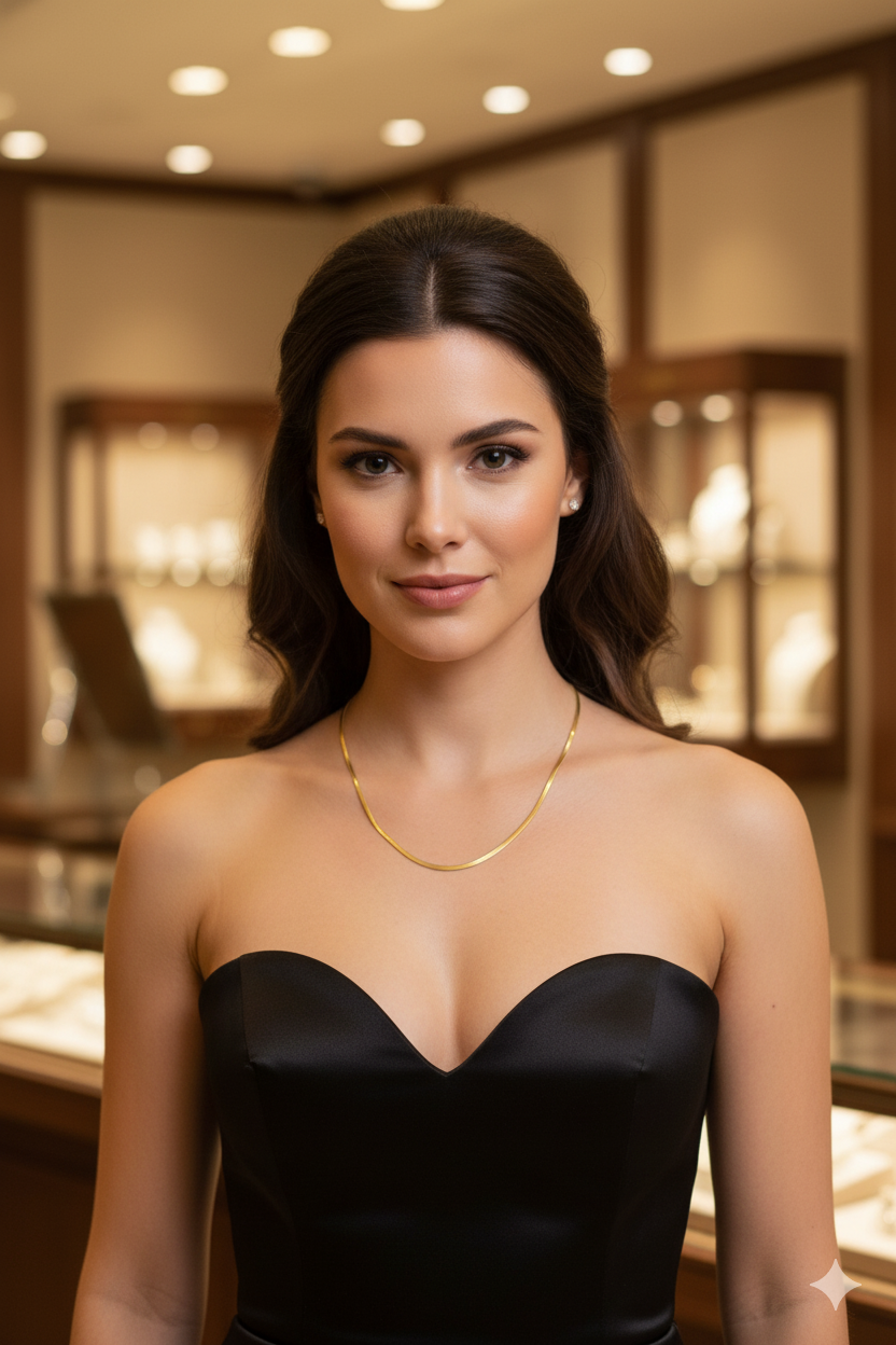 Colar Fita Banhado Ouro 18k Floratta Jóias 70cm Hipoalergênico