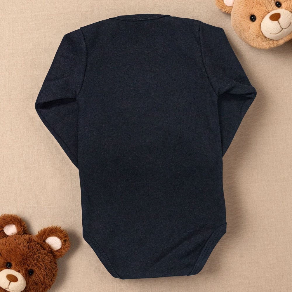 Body Para Bebê Menino Manga Longa Urso Preto