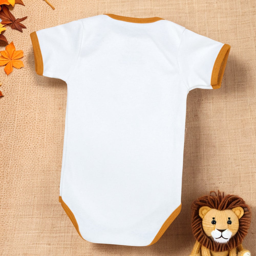 Body Bebê Algodão Verão Leãozinho Creme