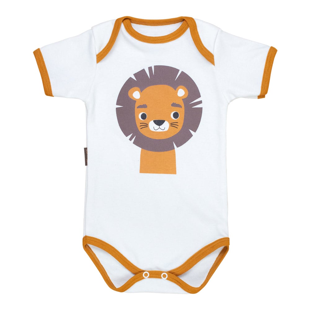 Body Bebê Algodão Verão Leãozinho Creme