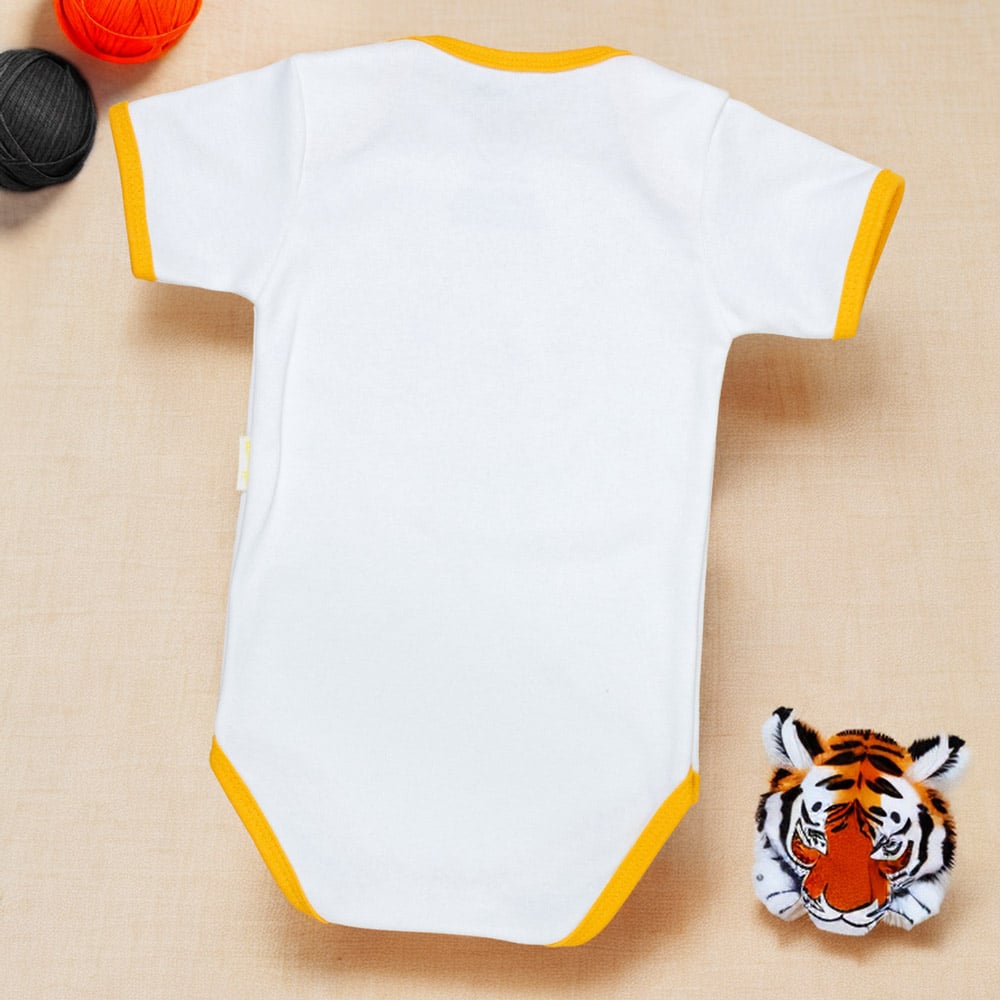 Body Bebê Manga Curta Tigre Creme Conforto E Estilo