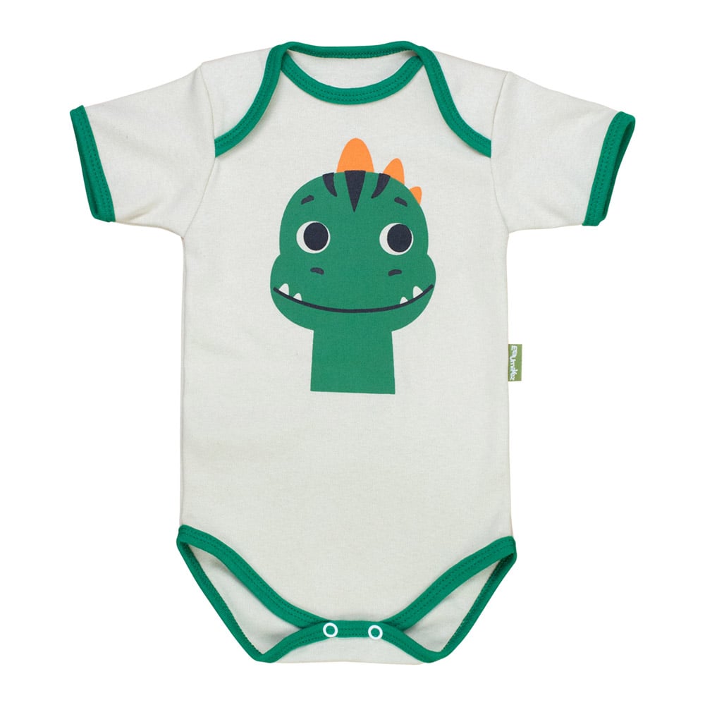 Body Bebê Dino Bege Conforto Para Meninos 0 A 12 Meses