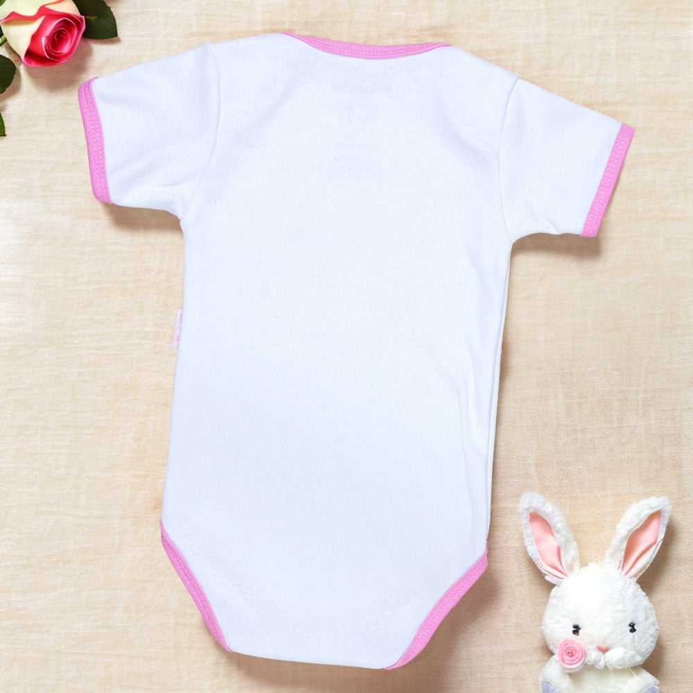 Body Bebê Manga Curta Coelhinha Branco Encanto Para Menina