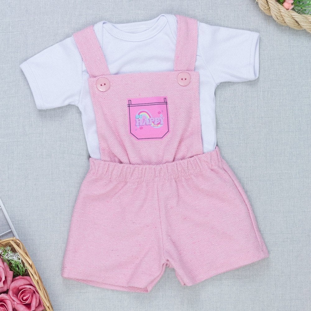 Kit Jardineira E Body Bebê Menina Estilo E Conforto