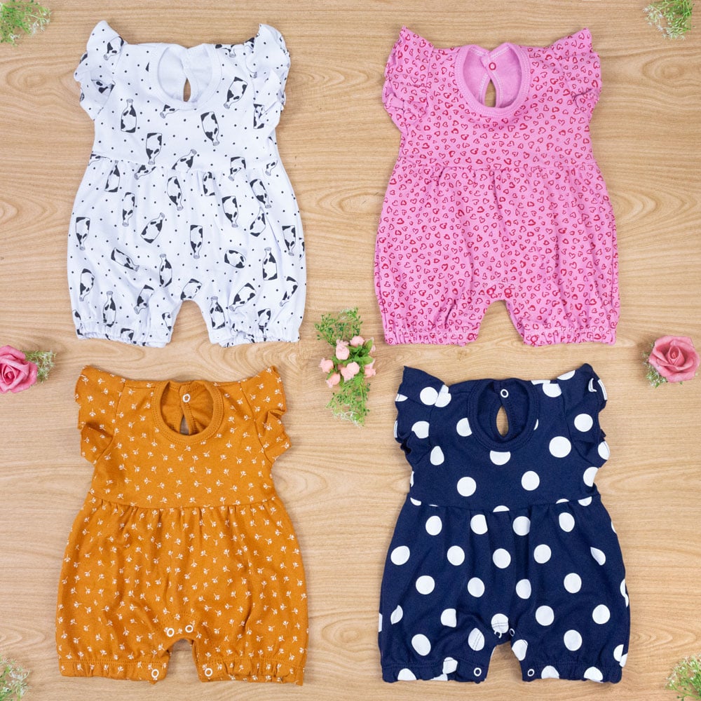 Macacão Curto Estampa Minimalista - Conforto E Estilo Para Sua Bebê