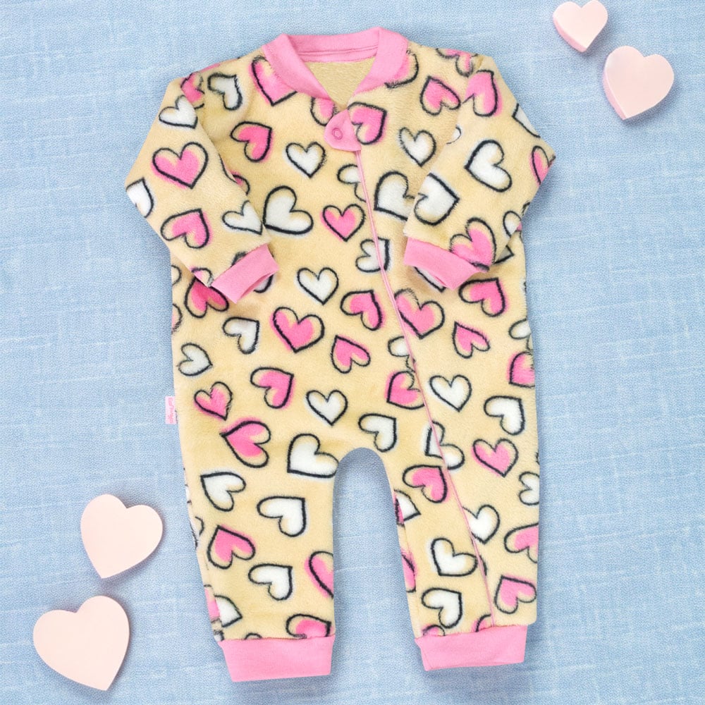 Macacão Longo Bebê Pelúcia Com Zíper Frontal Era Uma Vez