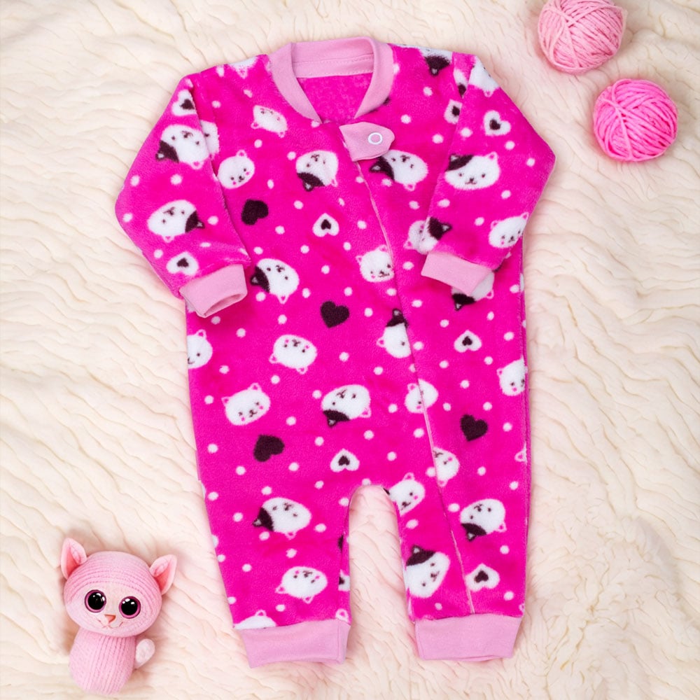 Macacão Longo Bebê Pelúcia Com Zíper Frontal Era Uma Vez