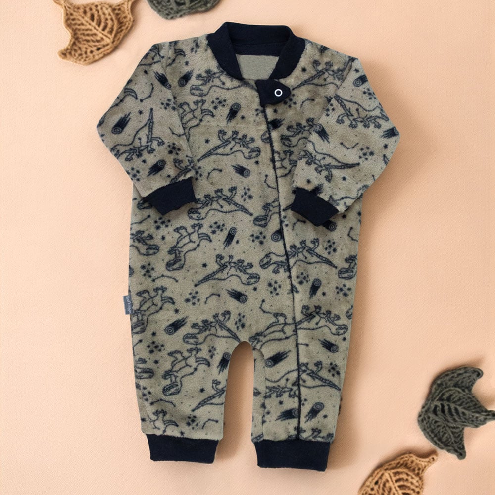 Macacão Longo Bebê Pelúcia Com Zíper Frontal Era Uma Vez