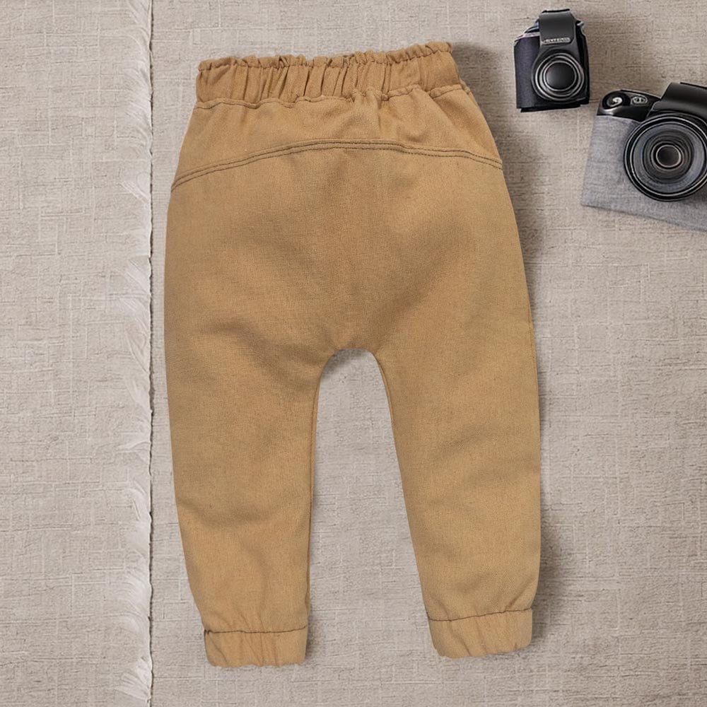 Calça Jogger Ecolinho Caqui Para Bebês Meninos 0-12 Meses