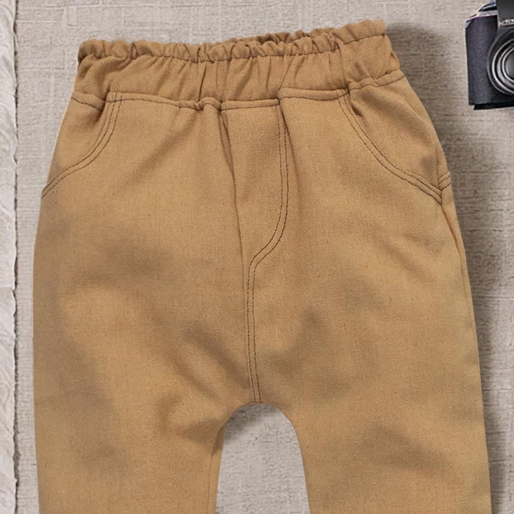 Calça Jogger Ecolinho Caqui Para Bebês Meninos 0-12 Meses