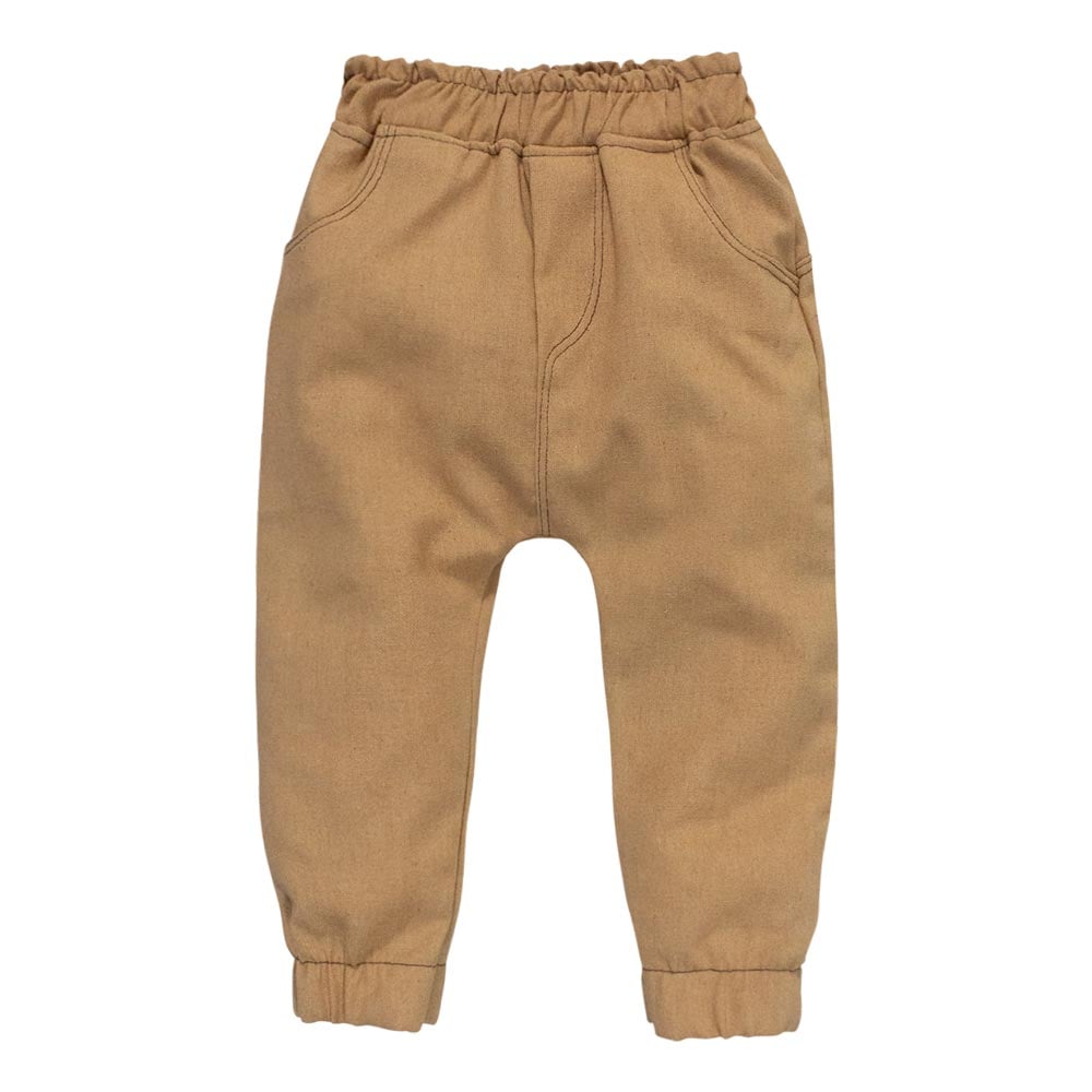 Calça Jogger Ecolinho Caqui Para Bebês Meninos 0-12 Meses