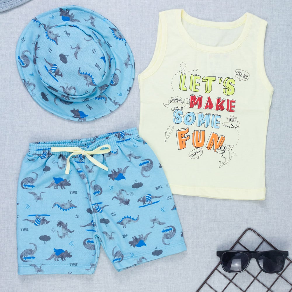 Kit Infantil Regata Bermuda Chapéu Diversão Completa No Verão