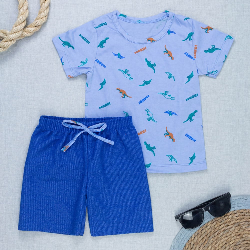 Conjunto Camiseta Estampada E Bermuda Infantil Menino
