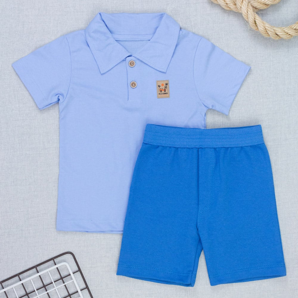 Conjunto Polo Infantil Com Bermuda Elegância E Frescor