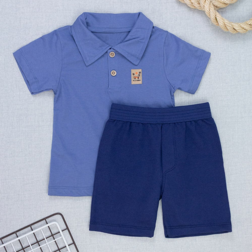 Conjunto Polo Infantil Com Bermuda Elegância E Frescor