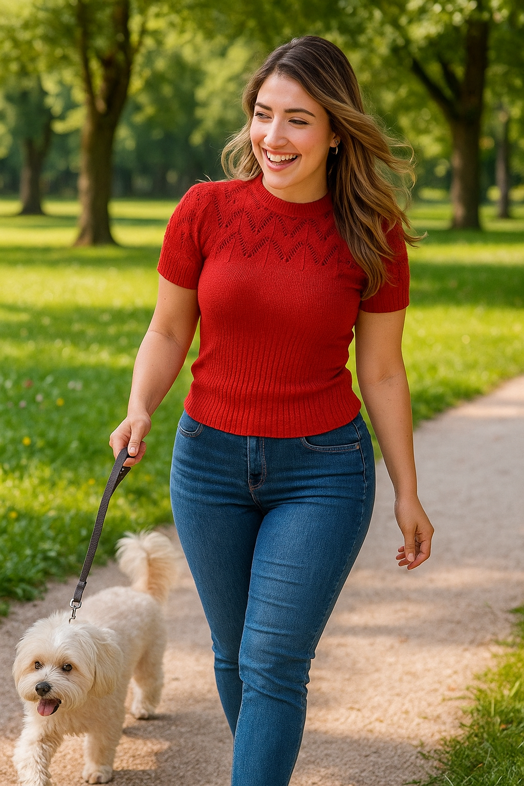 Blusa Tricô Feminina Gola Alta Vitrine Collection Manga Curta Vermelha