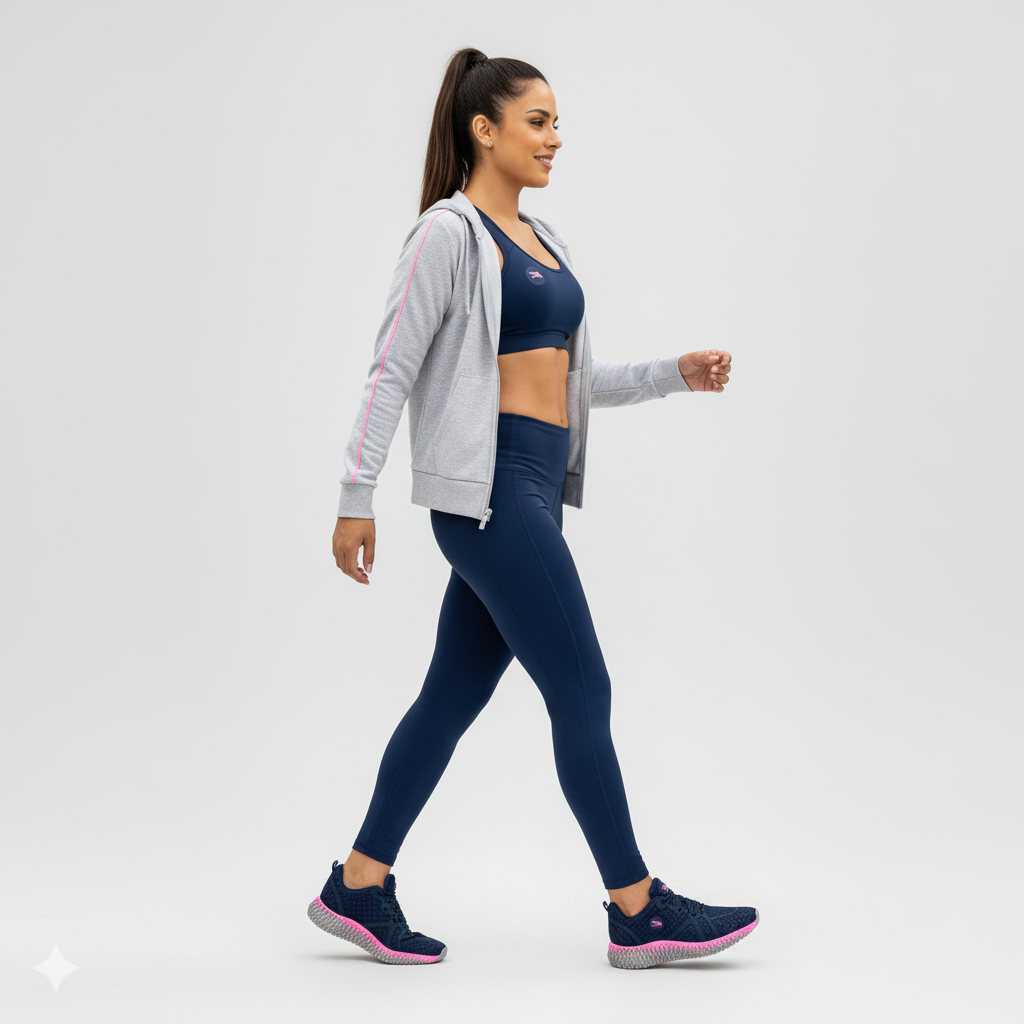 Tênis Esportivo Feminino Youth Class Ghost 3 Azul Marinho e Rosa para Caminhada