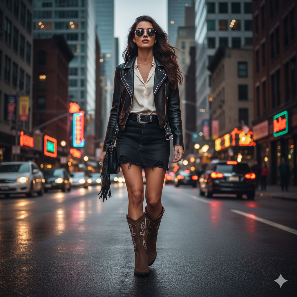 Bota Texana Feminina Bárbara Barros Couro Legítimo Castor Cano Médio