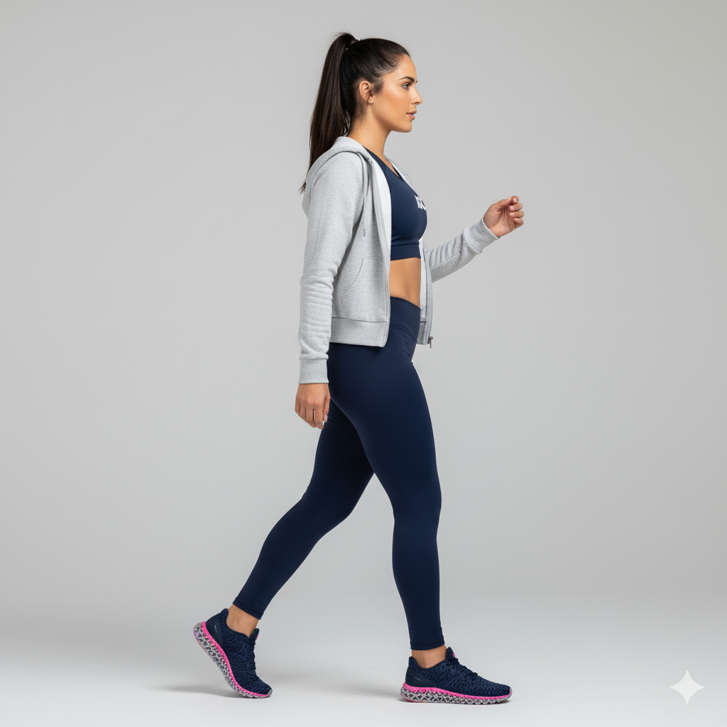 Tênis Esportivo Feminino Youth Class Ghost 2 Azul Marinho e Rosa para Caminhada