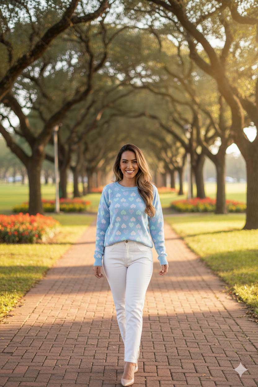 Blusa Tricot Coração Manga Longa