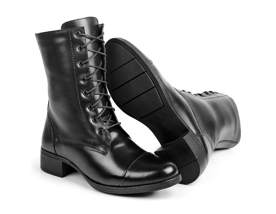 Bota Coturno Feminina Bárbara Barros Couro Legítimo Comfort Preta