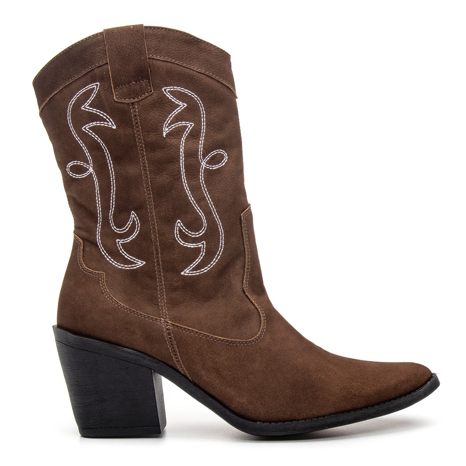 Bota Texana Feminina Bárbara Barros Couro Legítimo Castor Cano Médio